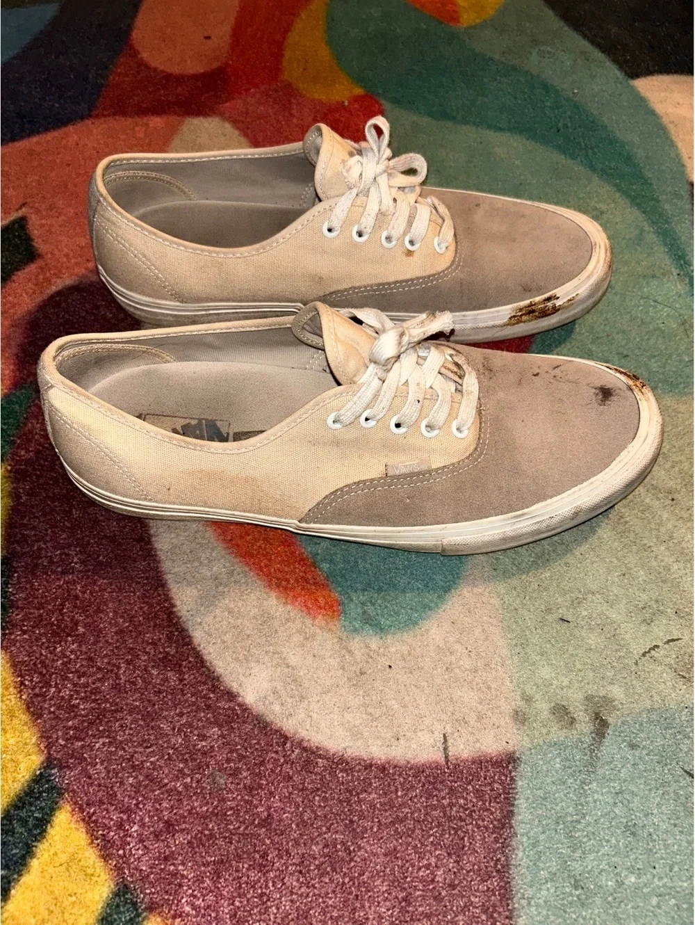 Vans Men's Two-Tone Beige Sneakers Size 9